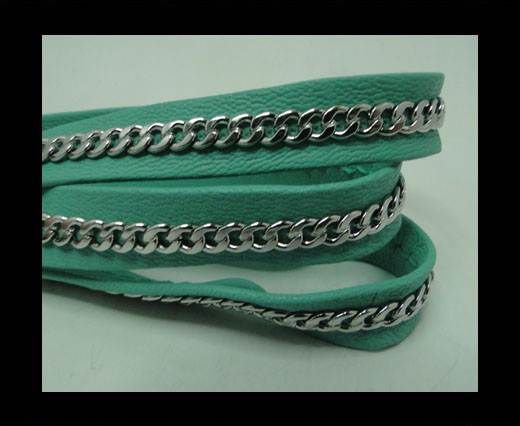 Real Nappa Leather Chain Stitched-10mm-Single-Acquamarine