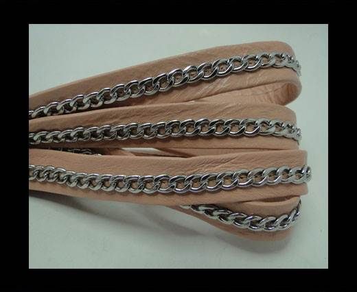 Real Nappa Leather Chain Stitched-10mm-Single-Pastel Pink