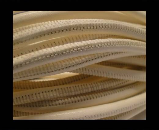 Round stitched nappa leather cord Cream-4mm
