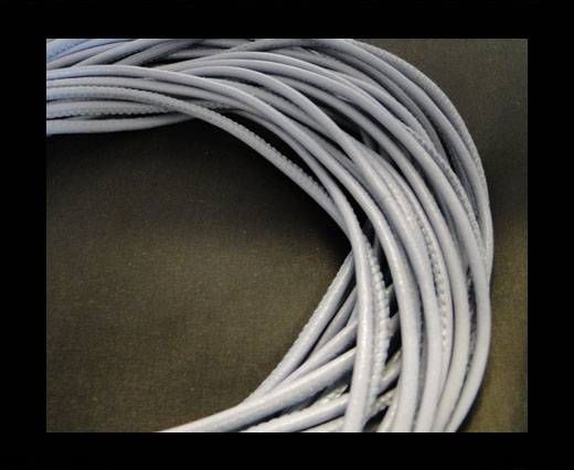 Round stitched nappa leather cord Blue Grey-4mm
