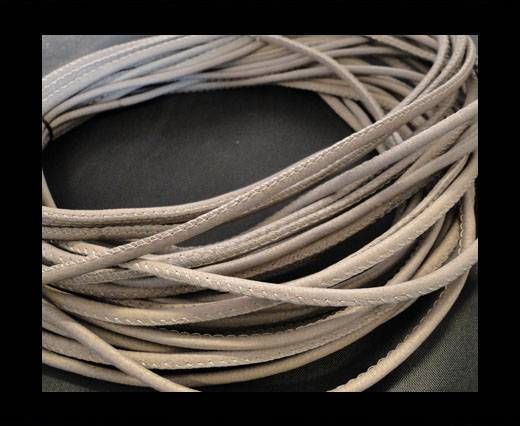 Round stitched nappa leather cord Light Grey-4mm