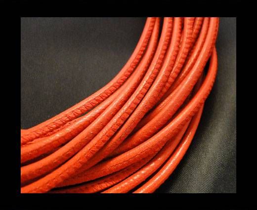 Round stitched nappa leather cord Light Red-4mm