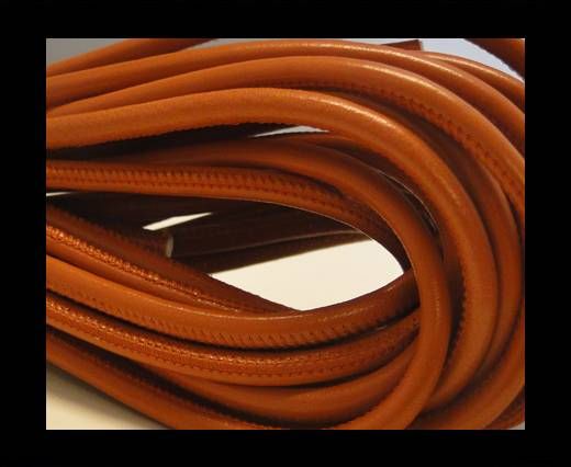 Round stitched nappa leather cord Dark Orange-6mm