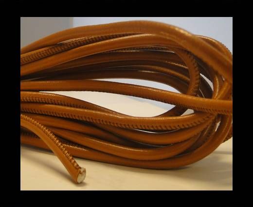 Round stitched nappa leather cord Light Orange-6mm
