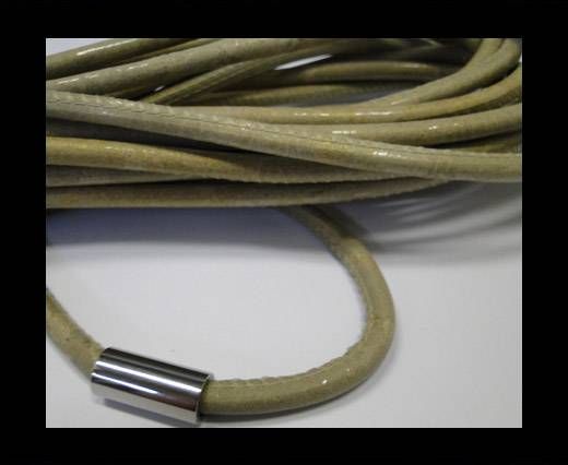 Round stitched nappa leather cord Antique gold-6mm
