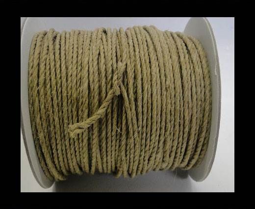 Round Braided Leather Cord - Natural -4mm