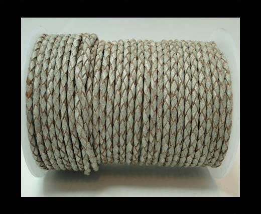 Round Braided Leather Cord-3mm- SE Light Grey