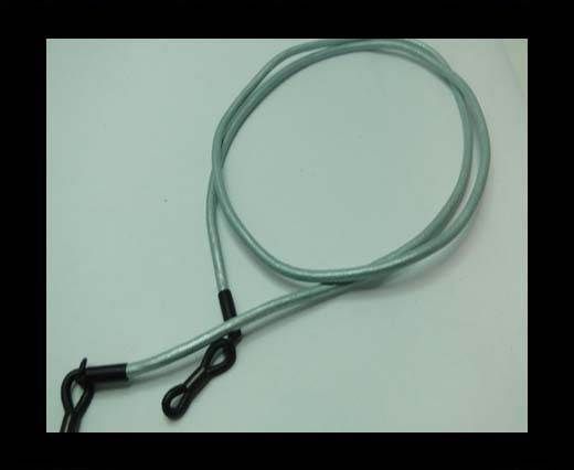 Round Leather Glass Hangers - 3mm -METALLIC BLUE