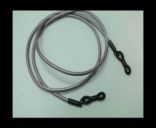 Round Leather Glass Hangers - 3mm -METALLIC GREY