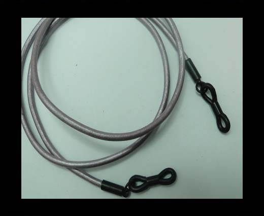 Round Leather Glass Hangers - 3mm -METALLIC PURPLE