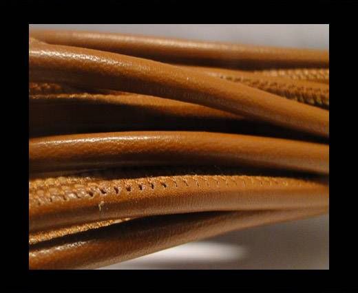 Round stitched nappa leather cord Snake-style -Shiny Mahagony -4mm