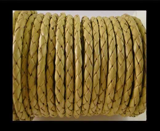 Round Braided Leather Cord SE/B/10-Lemon yellow - 3mm