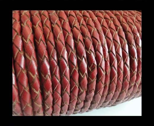 Round Braided Leather Cord SE/B/2021-Red Wine-5mm