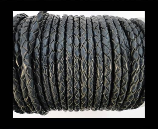 Round Braided Leather Cord SE/B/20-Coal - 3mm