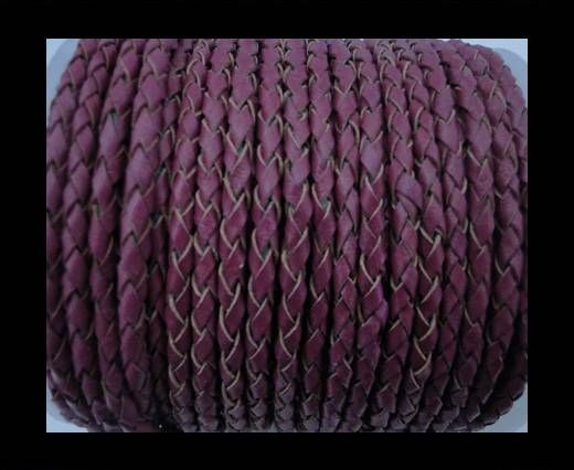 Round Braided Leather Cord SE/B/543-Plum - 3mm