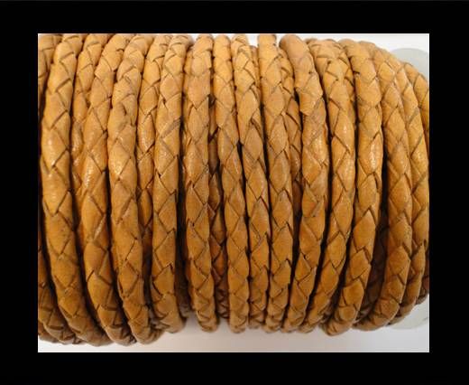 Round Braided Leather Cord SE/B/712-Camel - 3mm