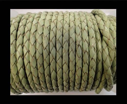 Round Braided Leather Cord SE/B/516-Pastel Green - 5mm