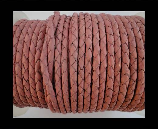 Round Braided Leather Cord SE/B/722-Rose - 4mm