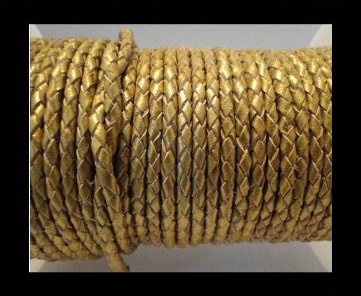 Round Braided Leather Cord SE/M/Golden - 5mm
