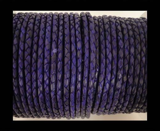 Round Braided Leather Cord SE/DB/Violet-4mm