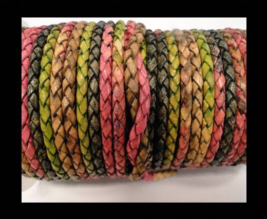 Round Braided Leather Cord SE/DM/05-Sunset - 5mm