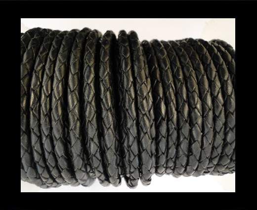 Round Braided Leather Cord SE/B/02-Black - 5mm