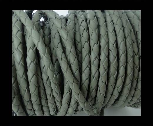 Round Braided Leather Cord SE/R/28-Military Green-3mm