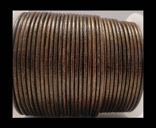 Round Leather Cord SE/R/Metallic Tamba - 2mm