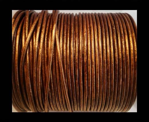 Round Leather Cord SE/R/Metallic Copper - 2mm