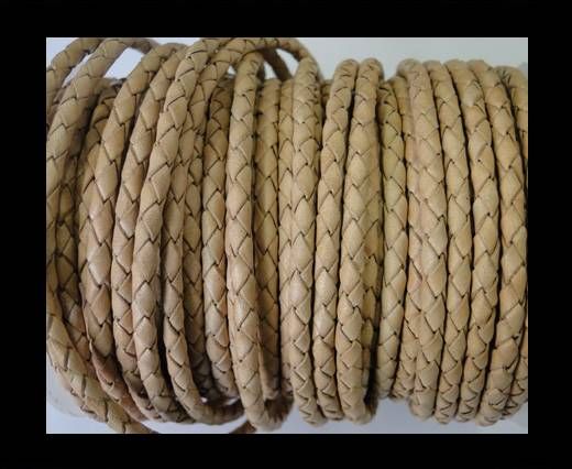 Round Braided Leather Cord SE/B/01-Natural-5mm