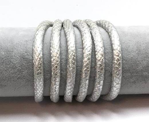 Real Round Nappa Leather cords 6mm- Snake style-Silver