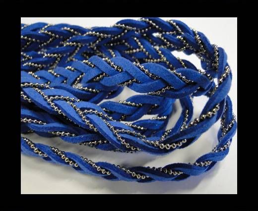 Suede cords with chains-10mm-blue