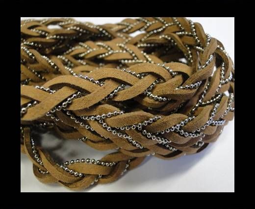 Suede cords with chains-10mm-brown