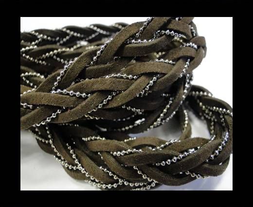 Suede cords with chains-10mm-coffee
