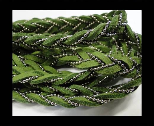 Suede cords with chains-10mm-green