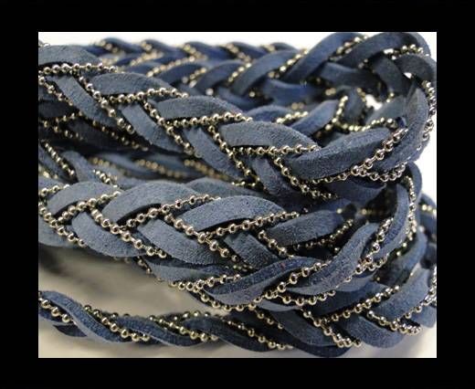 Suede cords with chains-10mm-light blue