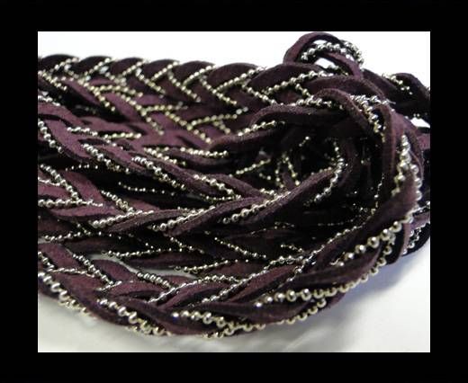 Suede cords with chains-10mm-purple