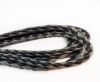 Braided leather with cotton - Black and White -6mm