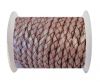 Round Braided Leather Cord SE/M/01/Metallic Pink - 3mm