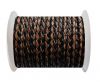 Round Braided Leather Cord SE/B/26-Black-Brown - 4mm