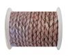 Round Braided Leather Cord SE/M/01/Metallic Pink - 5mm