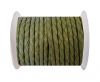 Round Braided Leather Cord SE/R/22-Olive Green - 4mm
