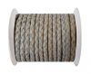 Round Braided Leather Cord SE/PB/Vintage Light Grey - 3mm