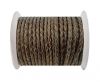 Round Braided Leather Cord SE/R/03-Brown-natural egdes-4mm