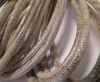 Round stitched nappa leather cord Metallic Grey-6mm