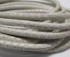 Round stitched nappa leather cord Snake-style-White -4mm