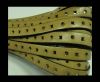 Flat Leather Cords With Square Holes-10mm-Light Brown