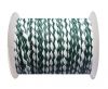 Round Braided Leather Cord SE/B/25-Green-White - 5mm