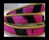 Hair-On Leather with Gold Chain-SE-Zebra Fuchsia -14mm