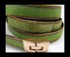 Hair-On Leather with Gold Chain- 14 mm - Parrot Green